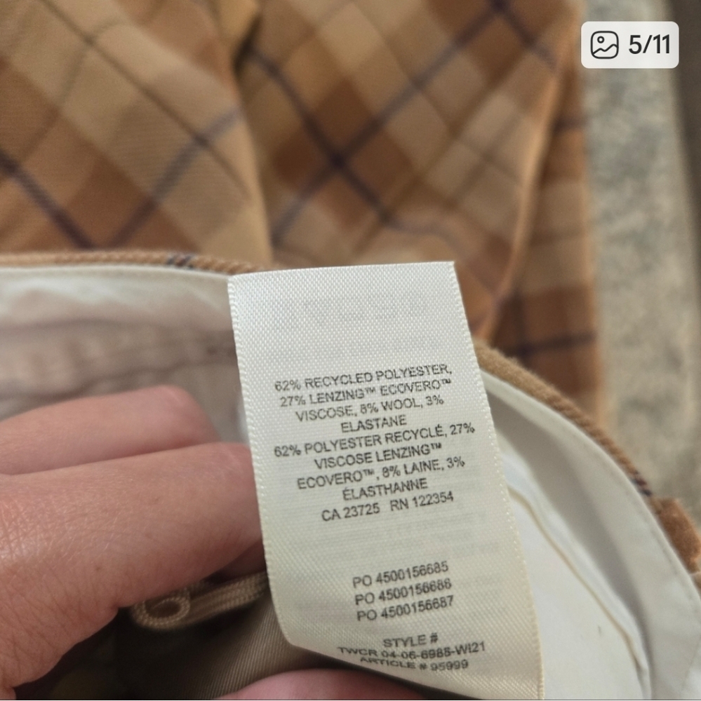 Wilfred Plaid Straight Leg Pants in Brown and Tan - Picture 5 of 11